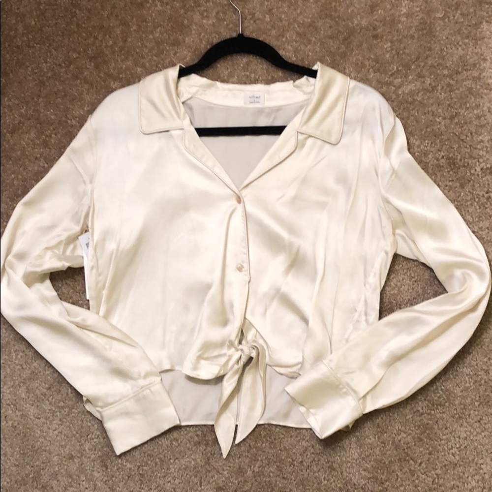 Aritzia Satin Cupro Crop Blouse
